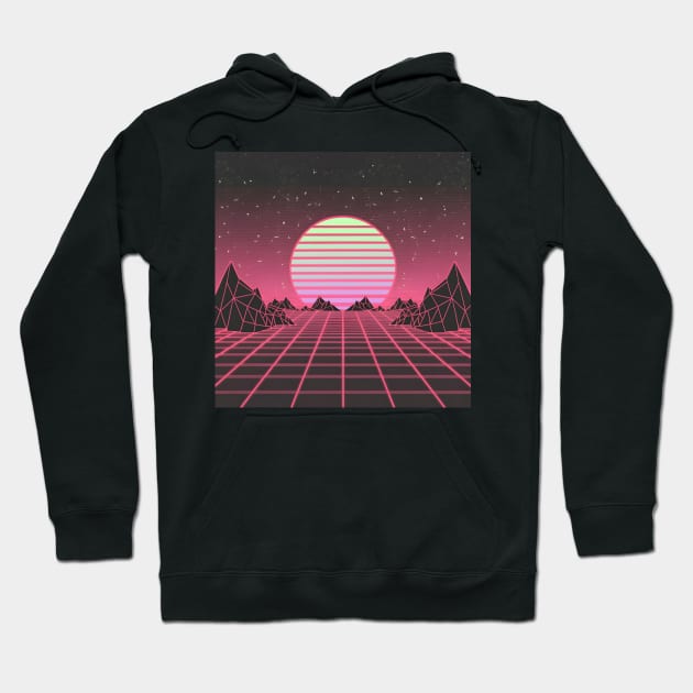 Neon Synthwave sun Hoodie by Spaceboyishere